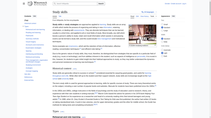 Explore Study Skills on Wikipedia