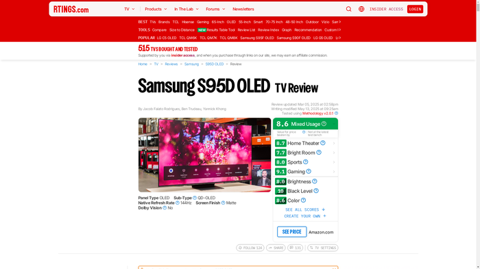Samsung S95D OLED Gaming Review - RTINGS