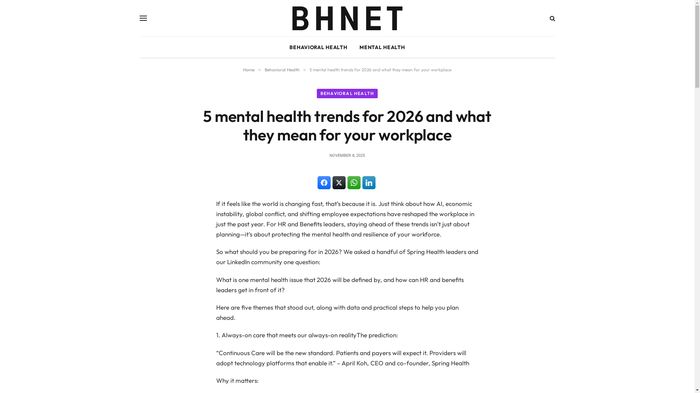 5 Mental Health Trends for 2026 Workplaces