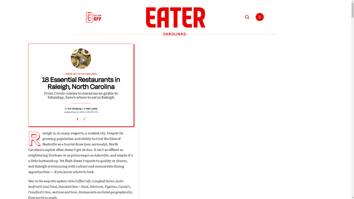 Eater's 18 Best Raleigh Restaurants