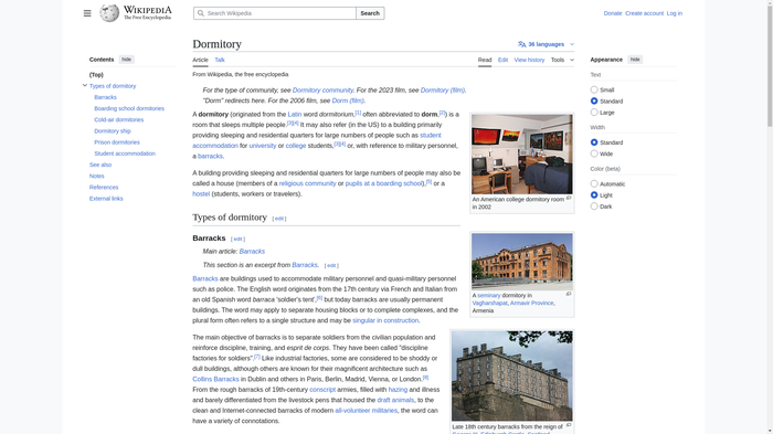 Explore College Dorms on Wikipedia