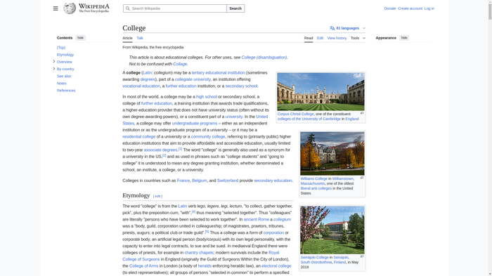 Dive Into College Wikipedia