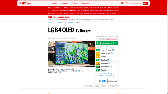LG B4 OLED TV Review - RTINGS.com
