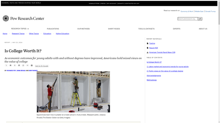 Pew: Is College Worth It in 2024?