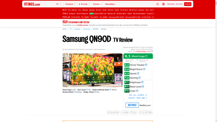 Samsung QN90D Gaming TV Review - RTINGS